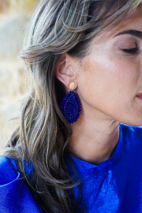 Royal blue 2025 long earrings